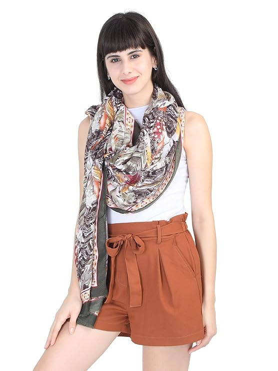 FabSeasons Premium Printed Cotton long Scarf, Scarves, Stole & Shawl for Summer & Winter For Women & Girls, Size 95 * 190 cms